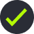A green tick on a black background
